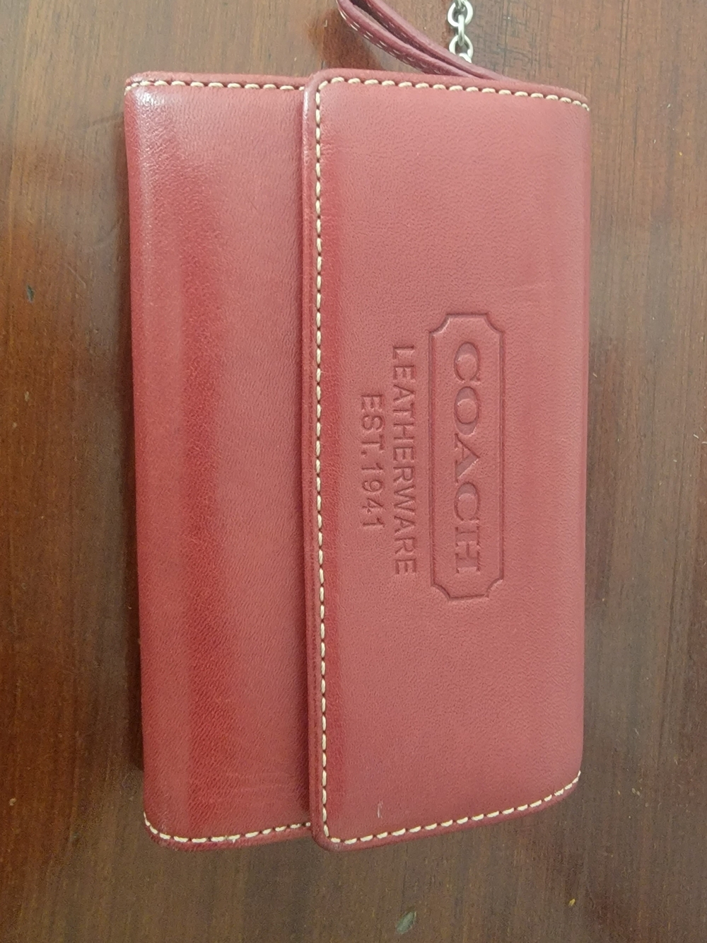 Coach Leather Wallet in Deep Red